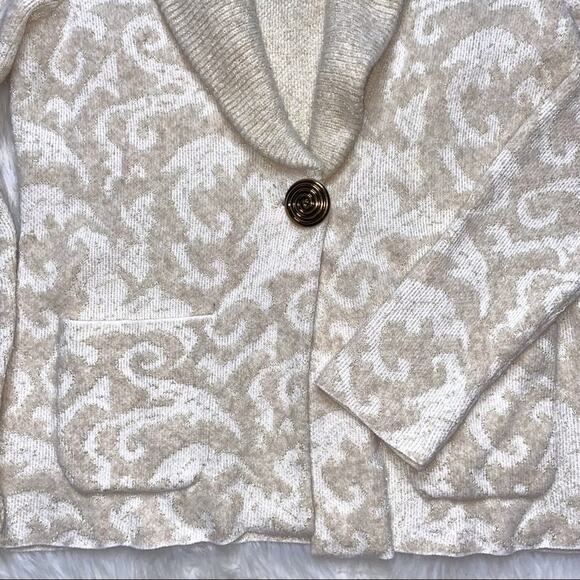 Classiques Entier Women's Cardigan Sweater Beige And Gold Medium - Picture 2 of 6